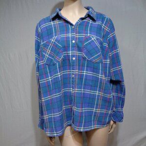 Women's Croft and Barrow blue X-large flannel